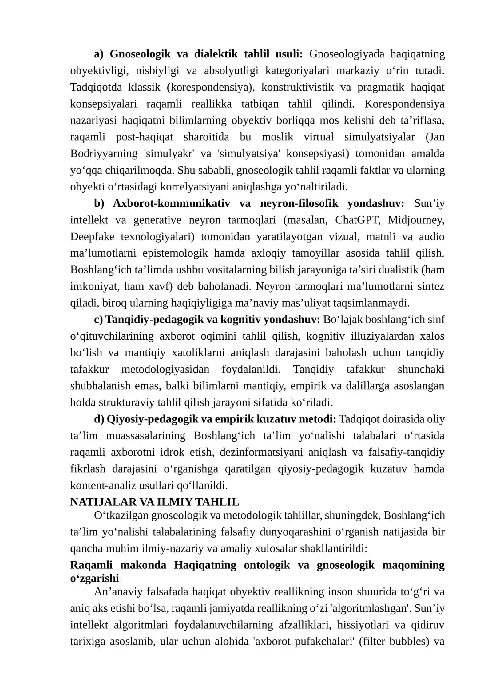 RAQAMLI JAMIYATDA HAQIQAT VA YOLG‘ON MUAMMOSI: SUN’IY INTELLEKT, DEZINFORMATSIYA VA INSONNING TANQIDIY TAFAKKURI 4
