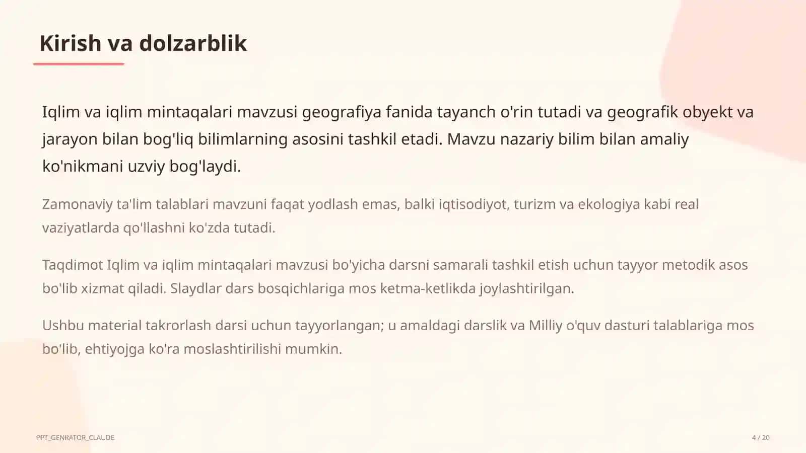 Iqlim va iqlim mintaqalari (6-sinf) 4