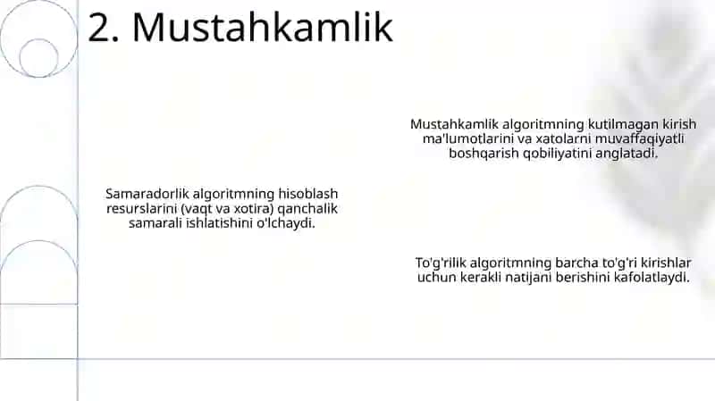 Algoritmning turli xossalari 4