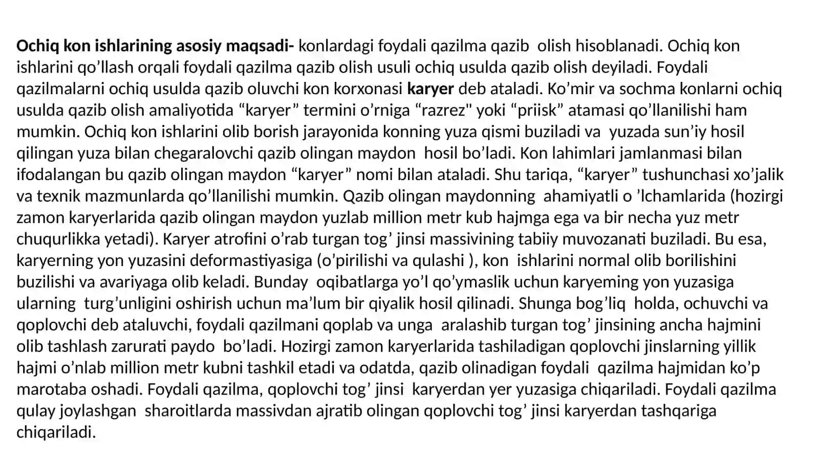 Ochiq ma’danli konlarni o’zlashtirishda mehnat xavfsizligi 4