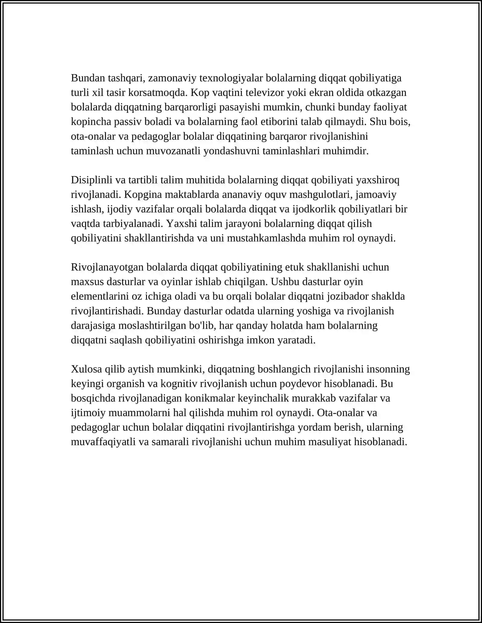 AQLIY RIVOJLANISHDA NUQSONI BOR BOLALARDA DIQQAT VA XOTIRANING RIVOJLANISHI 4
