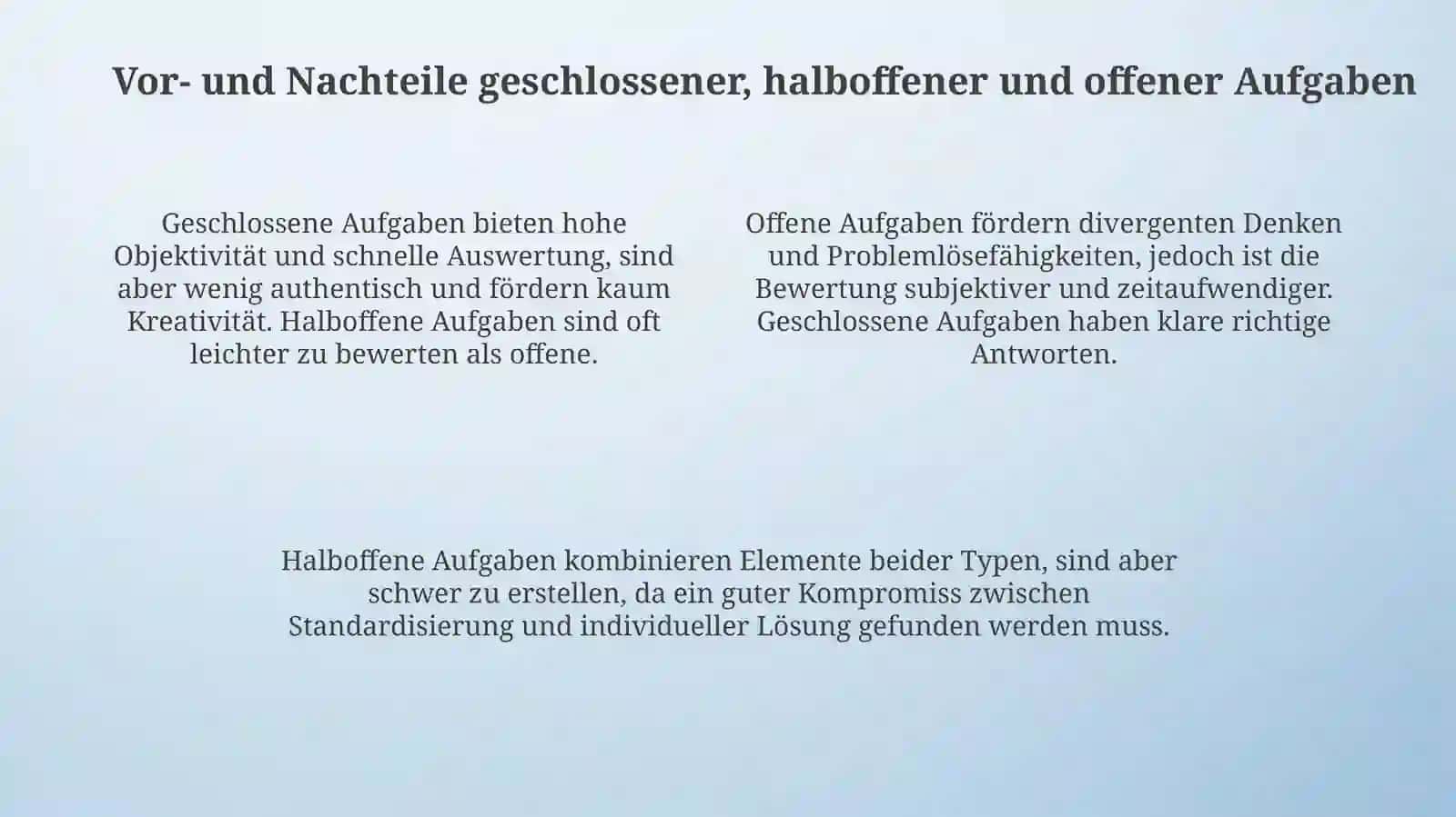 Geschlossene Aufgaben. Halboffene Aufgaben. Offene Aufgaben 4