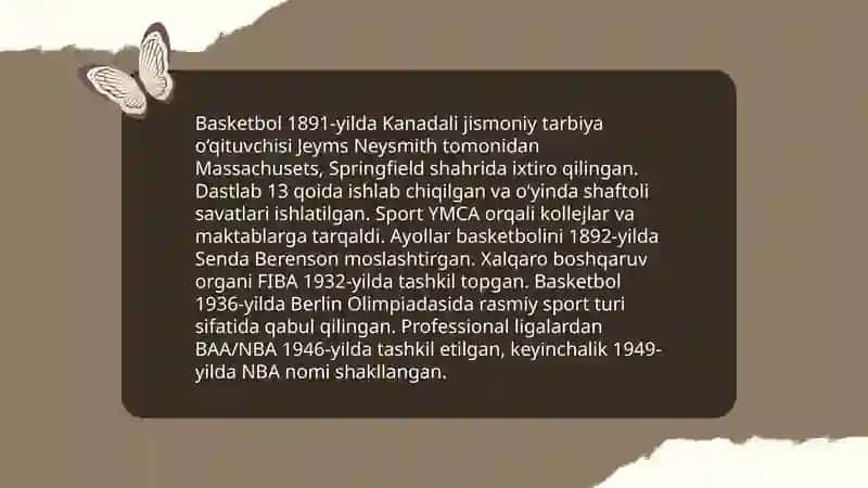 Futbol va basketbol sport turlari tarixi oʻyin qoidalari 4