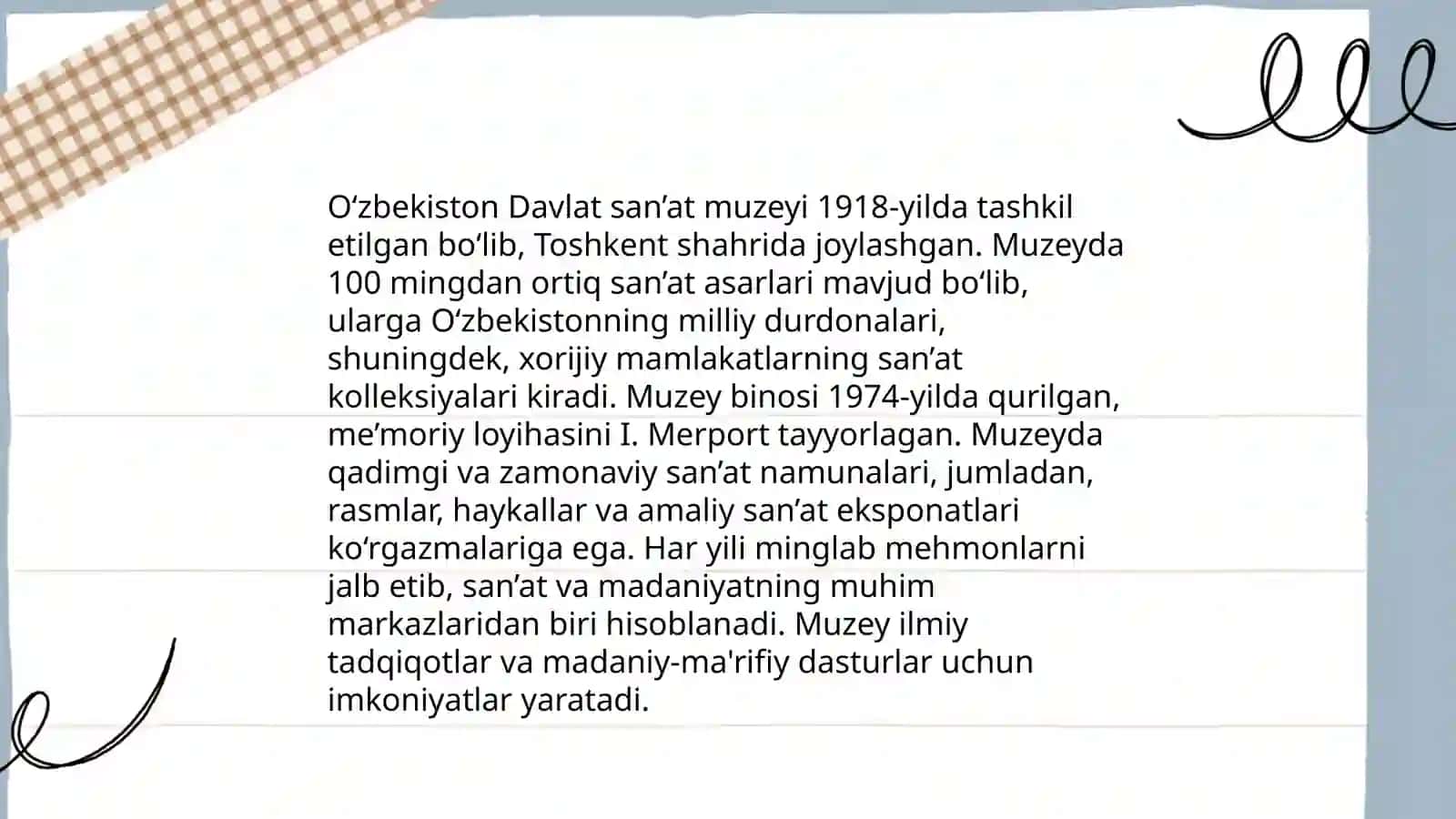 Zamonaviy O'zbekistonda shakllangan madaniy meros obyektlati va ularning turizmdagi o'rni - Xamroqulova Madinabonu 4