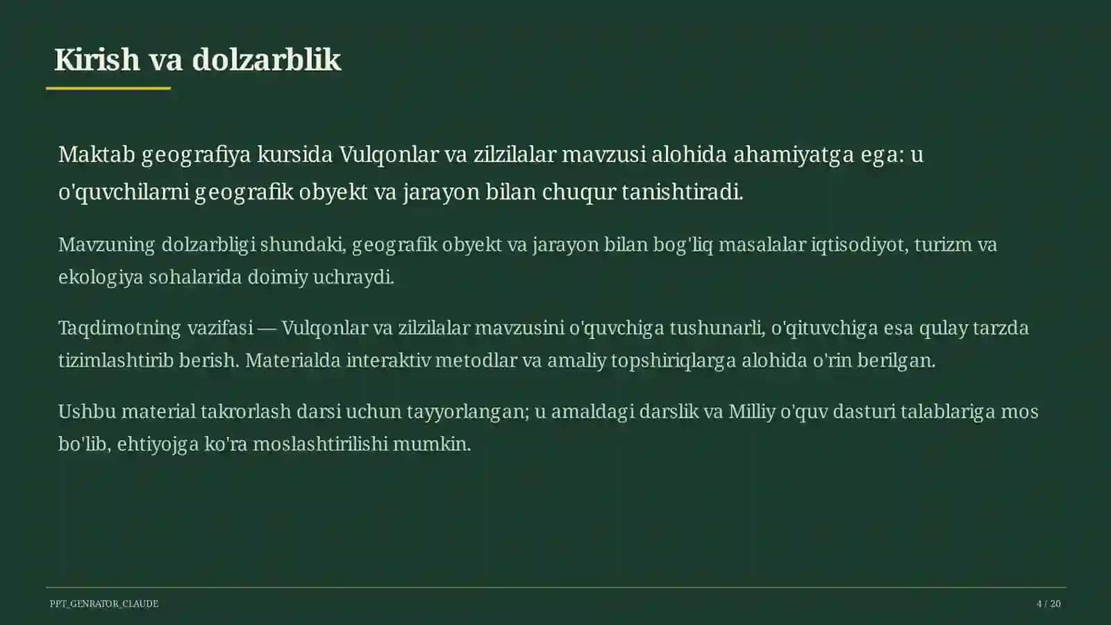 Vulqonlar va zilzilalar (5-sinf) 4