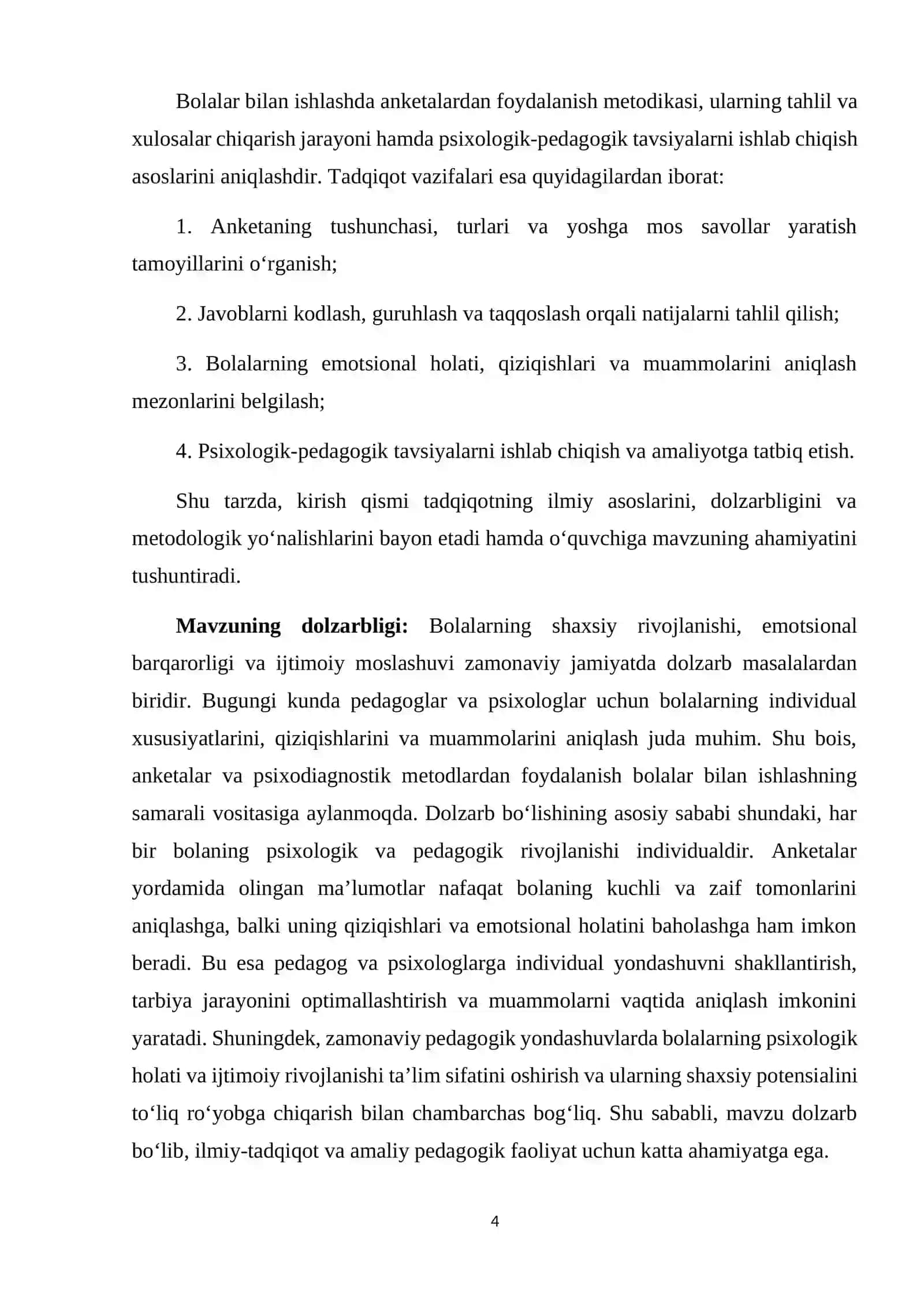 Bolalar bilan ishlashda anketalardan foydalanish metodikasi 4