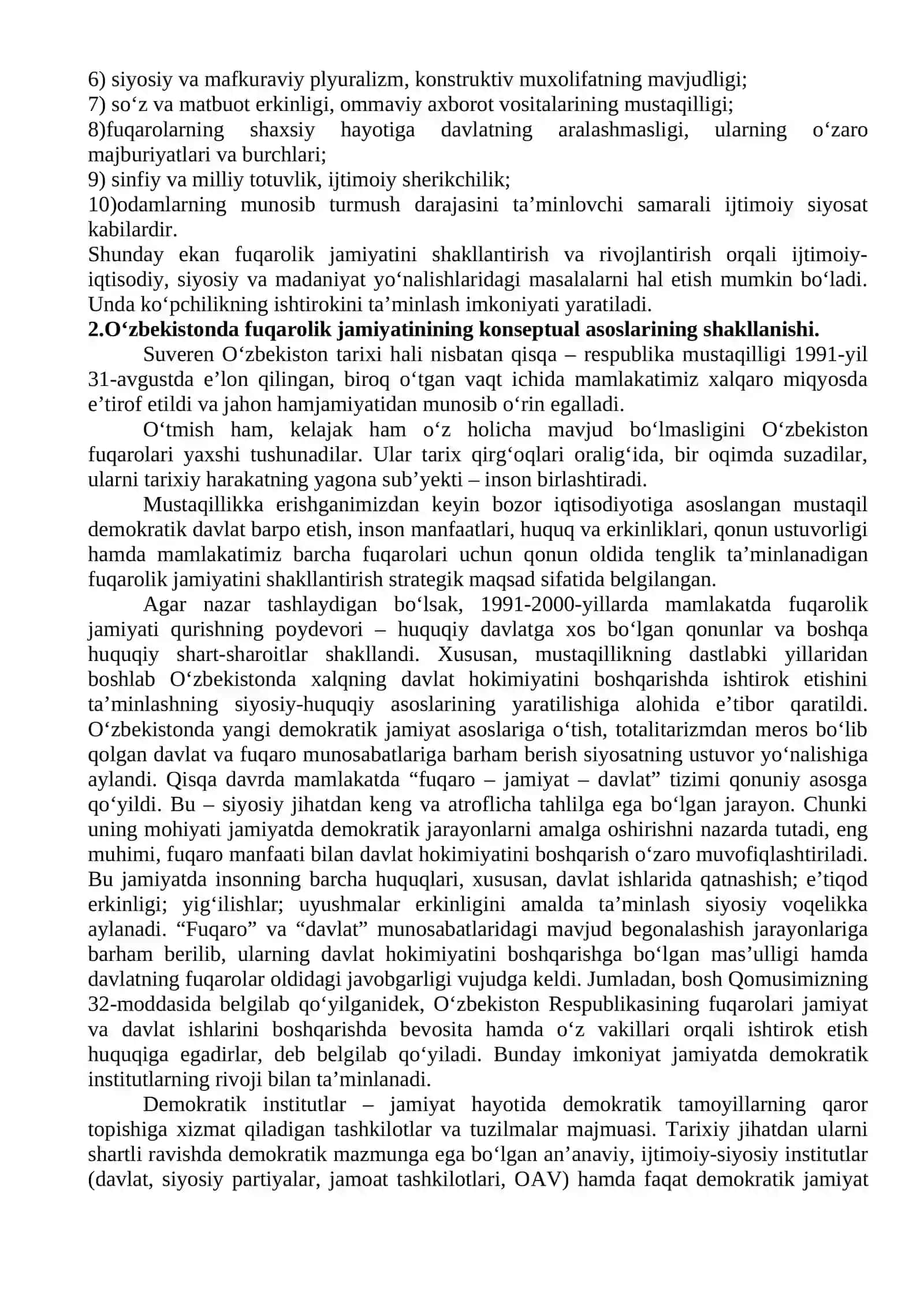 Oʻzbekistonda Demokratik, Fuqarolik Jamiyati Asoslari 4
