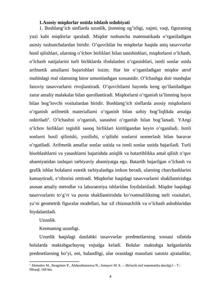 YUZ O'LCHOV BIRLIKLARIGA DOIR MASALALAR YECHISHGA O'RGATISHDA QO'LLANILADIGAN METODLAR 4
