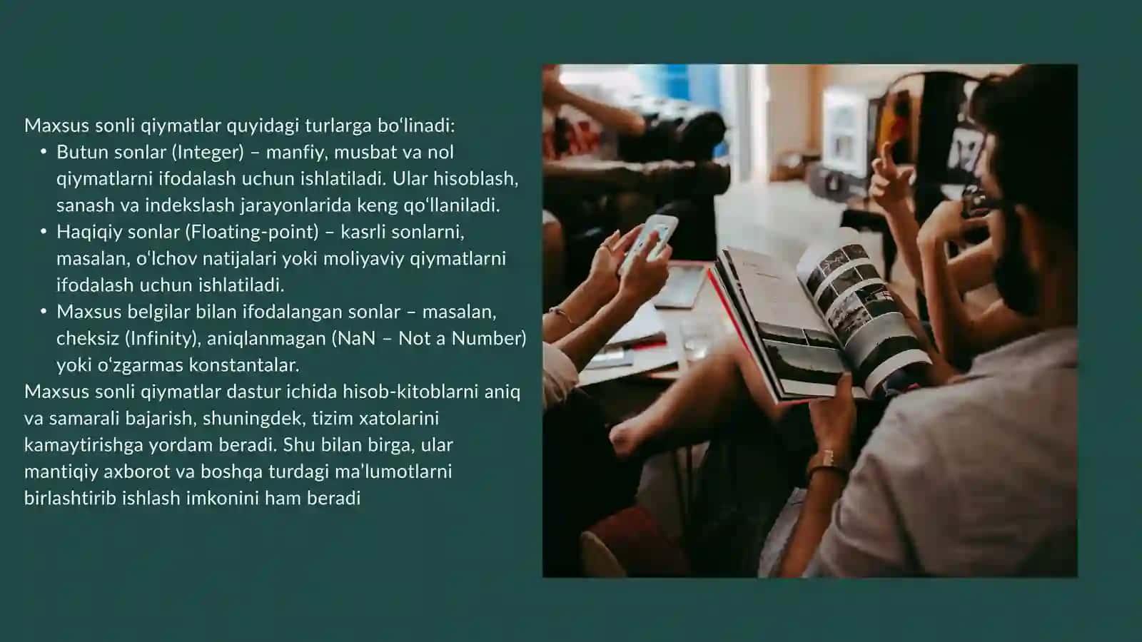 Maxsus sonli qiymatlar va mantiqiy axborotni ifodalash tuzilmalari 4