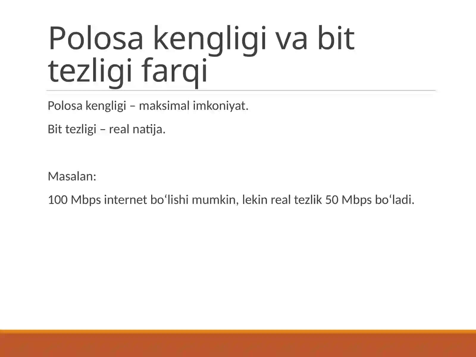 Ma’lumotlarni  uzatishda polosa kengligi  va bit  tezligi 4