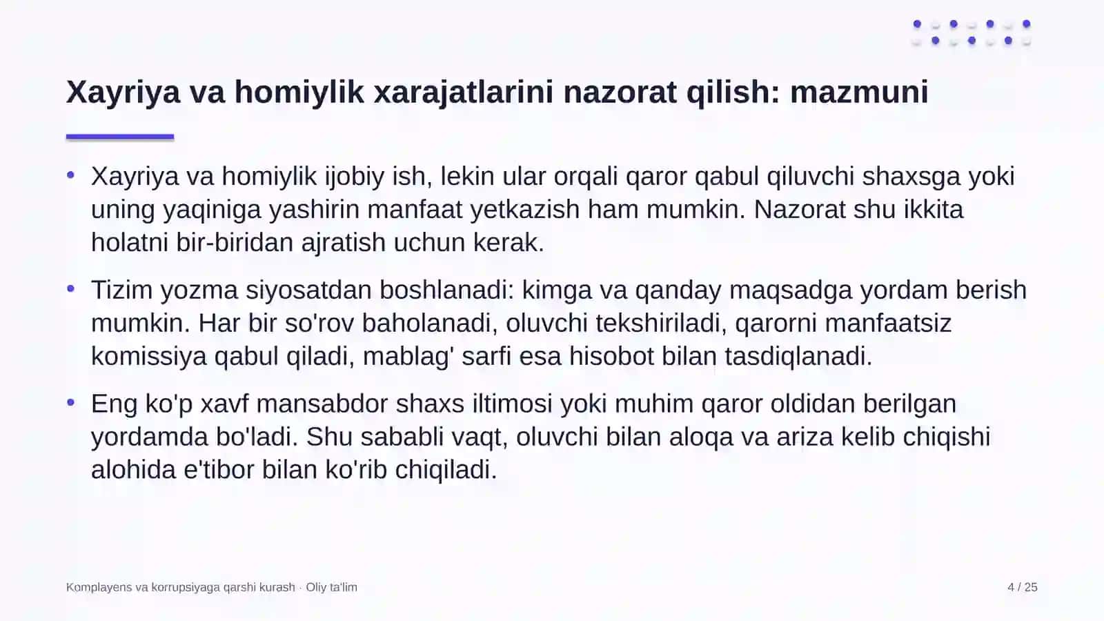 doktoranturada xayriya va homiylik xarajatlarini nazorat qilish 2741 4