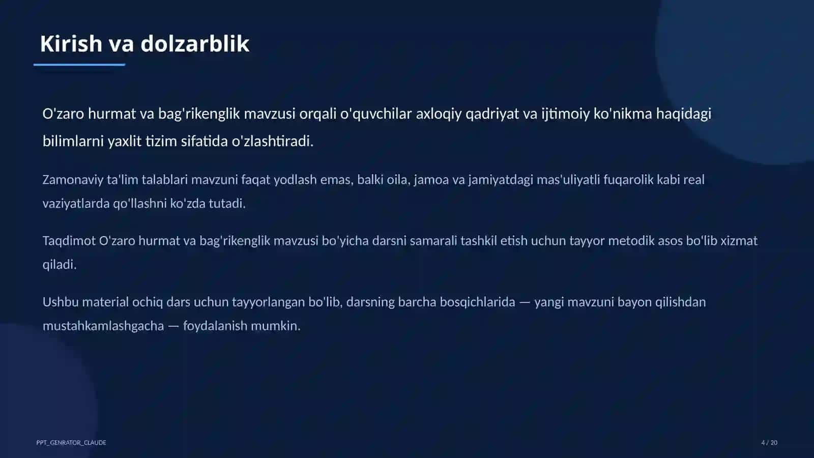 O'zaro hurmat va bag'rikenglik (7-sinf) 4