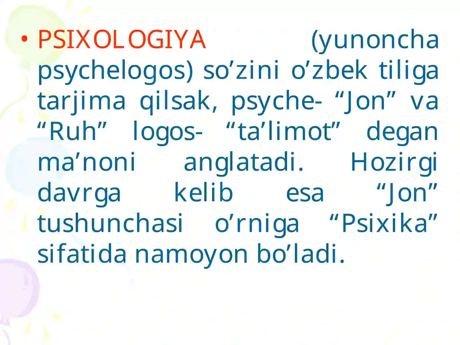 PSIXOLOGIYA FANINING PREDMETI VA RIVOJLANISH TARIXI, SOXALARI VA TADQIQOT METODLARI 4