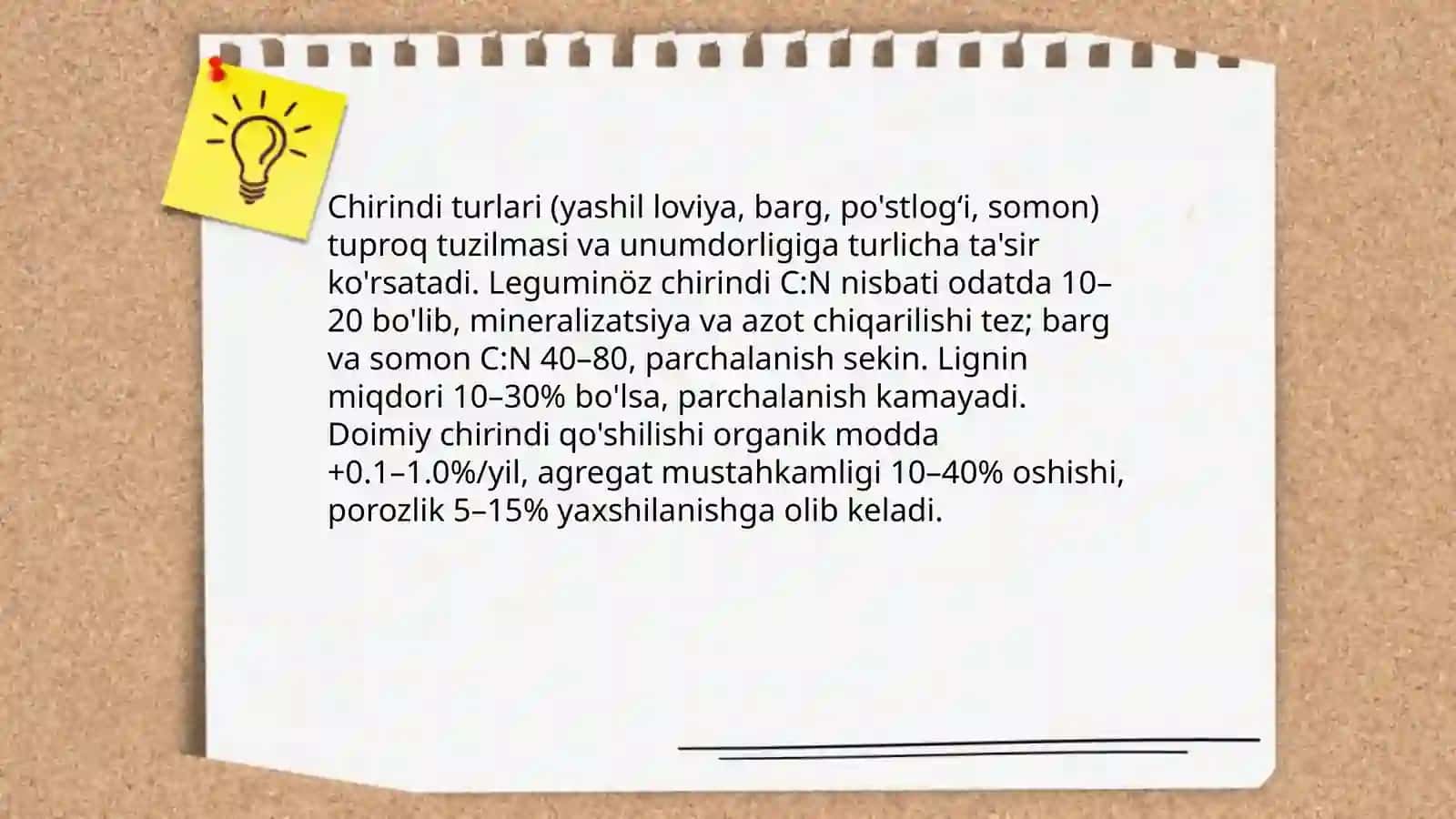 Tuproqdagi chirindi va tuz zaxiralari 4