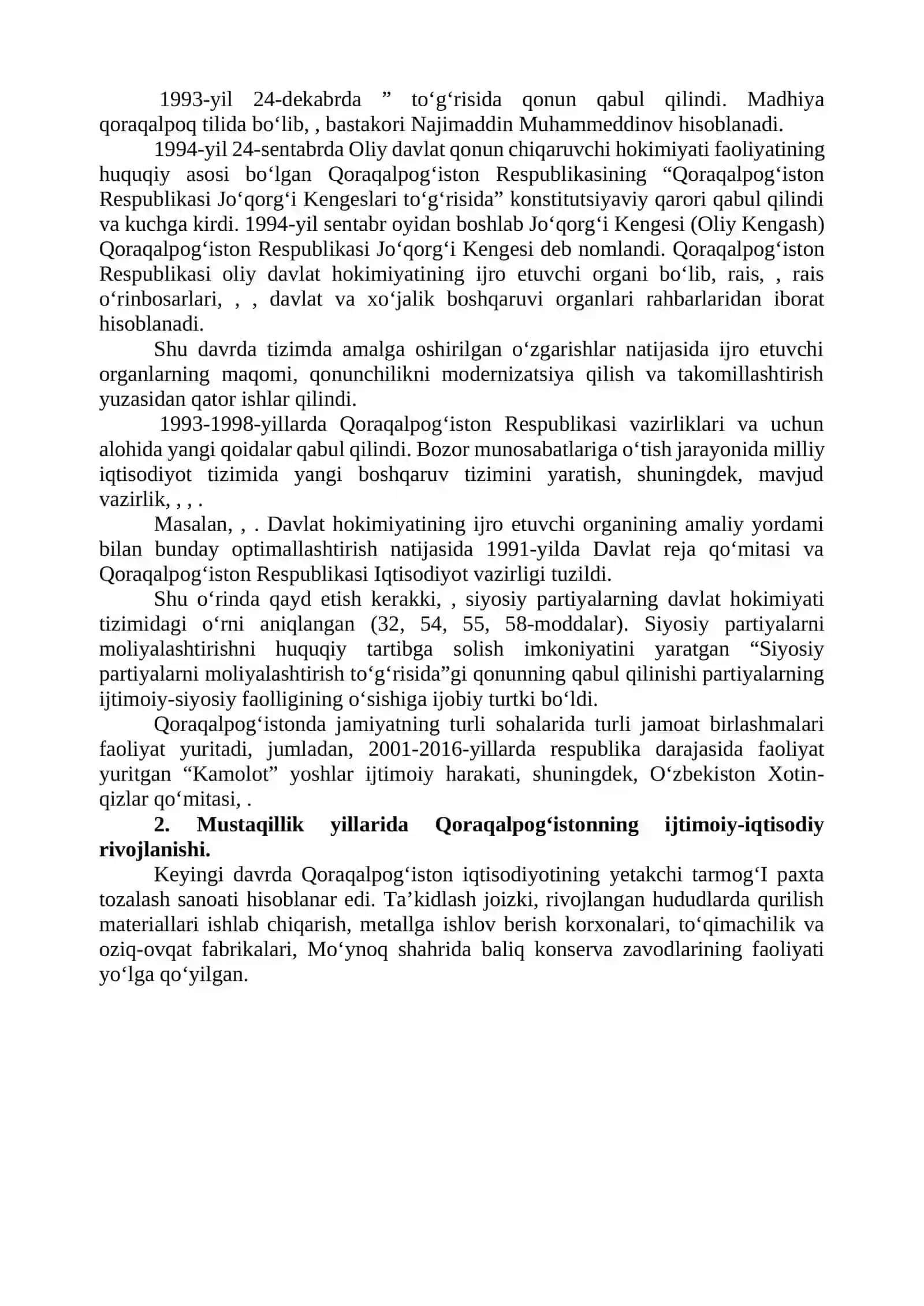 MUSTAQILLIK YILLARIDA QORAQALPOG‘ISTON RESPUBLIKASI 4