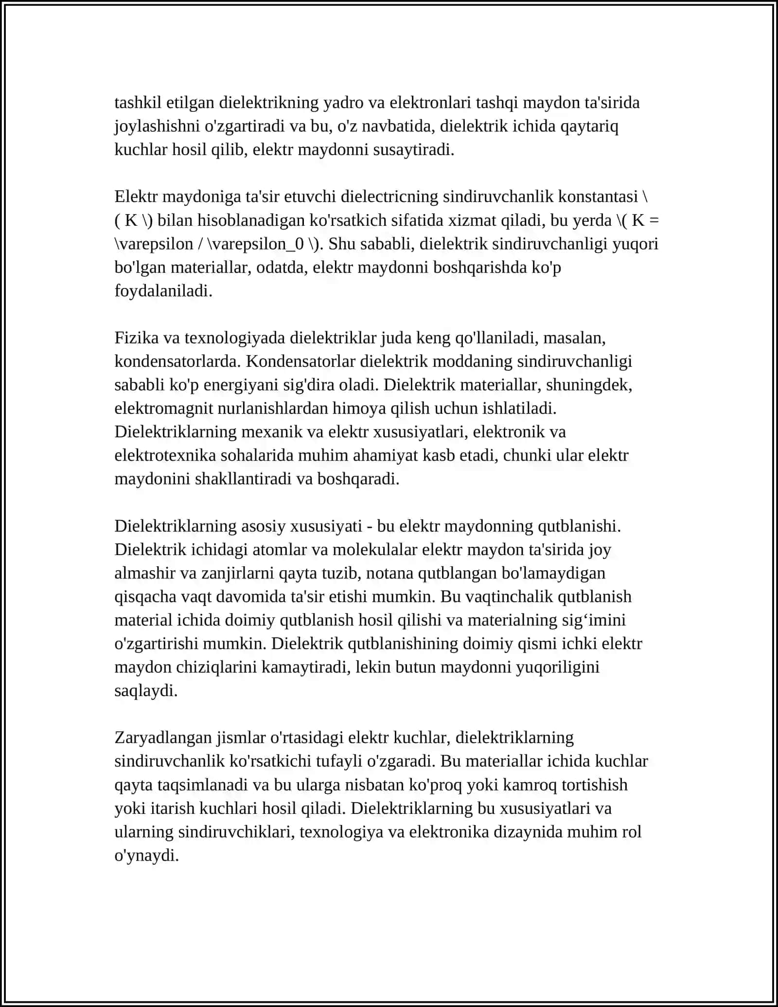 Elektr Maydon va Elektr Kuchi Asoslari 4