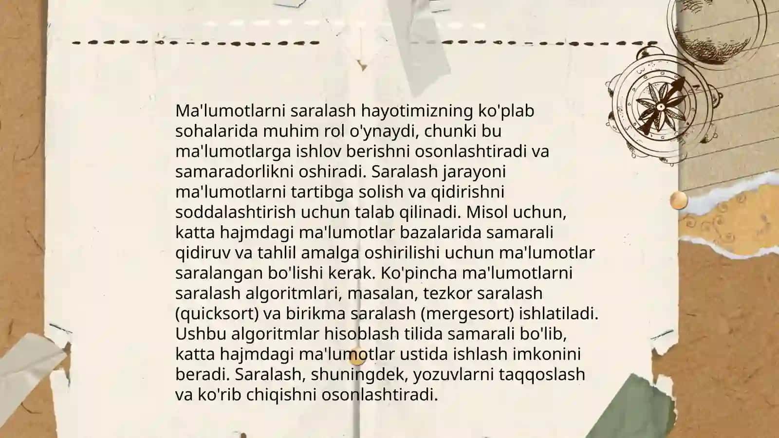 Asosiy saralash algoritmlarini amalga oshirish. Sleep sort 4