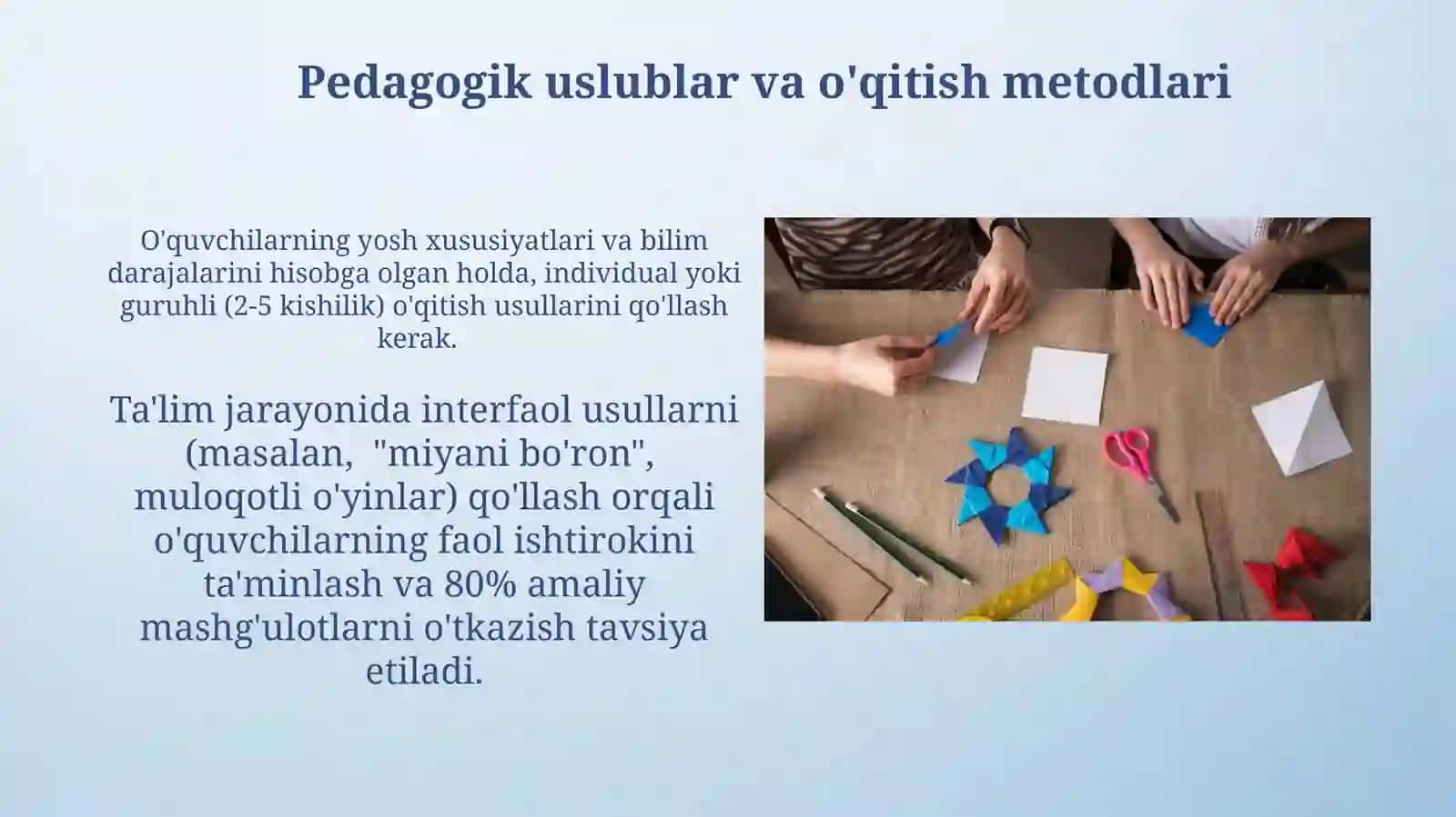 Applikatsiya va mozaika bilan ishlash darslarini to'g'ri tashkilotishtalablari 4