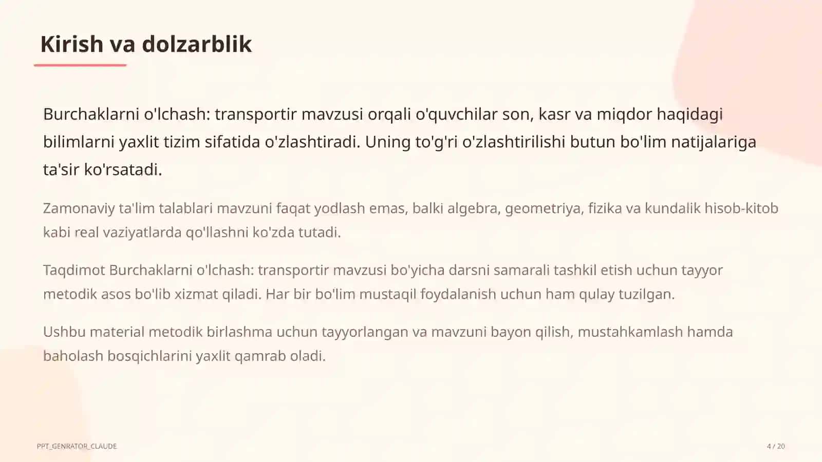 Matematika (5–6) — metodik birlashma uchun 4