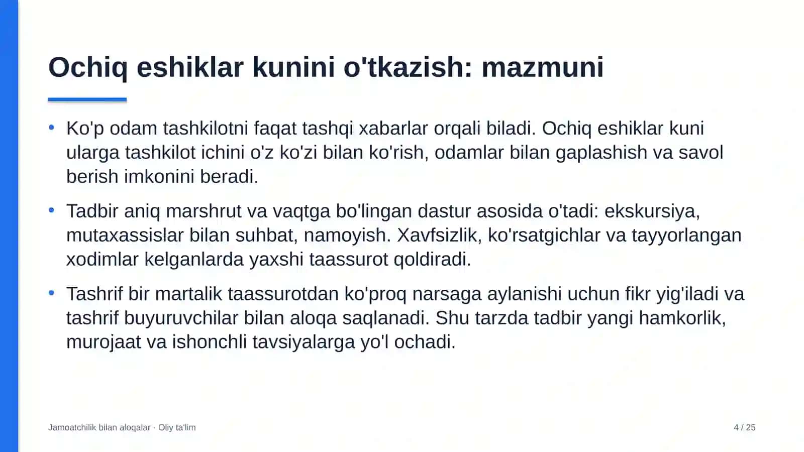 Konsert tashkilotlarida ochiq eshiklar kunini o'tkazish 4