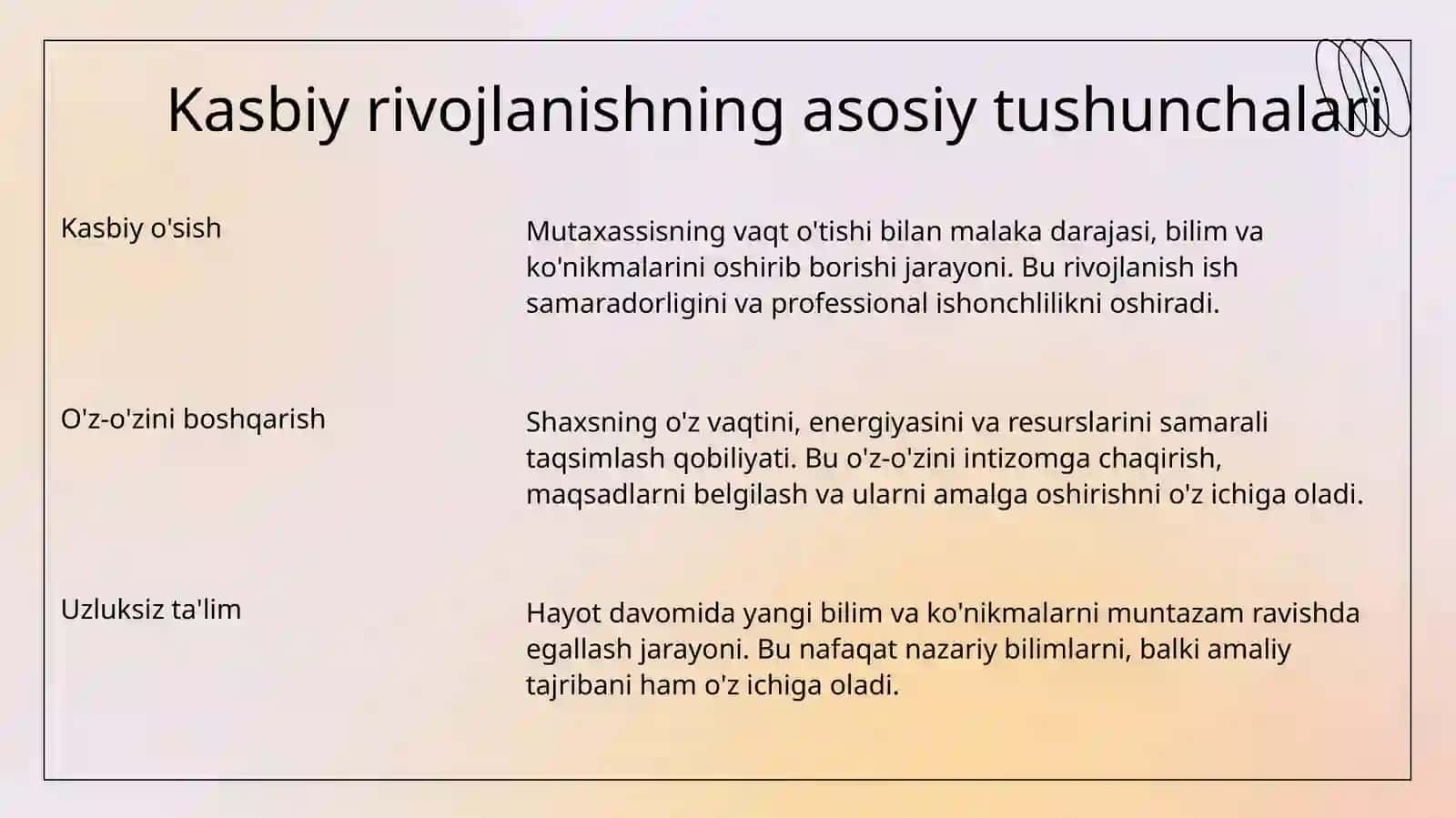 O'zini o'zi kasbiy rivojlantirish va uzluksiz kasbiy rivojlanish 4