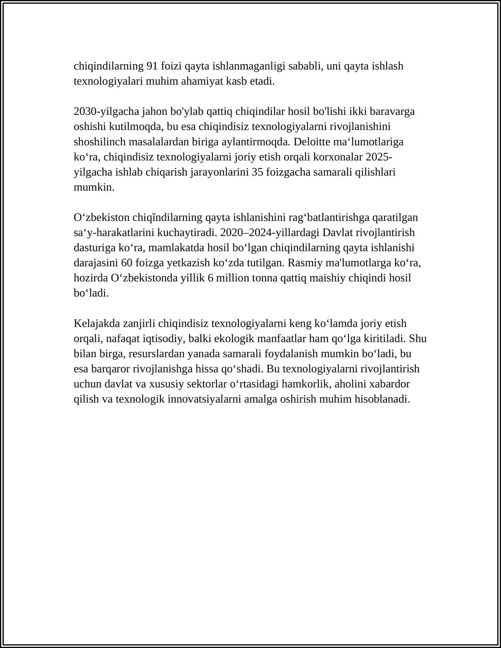 YOPIQ ZANJIRLI CHIQINDISIZ TEXNOLOGIYALAR YARATISH 4