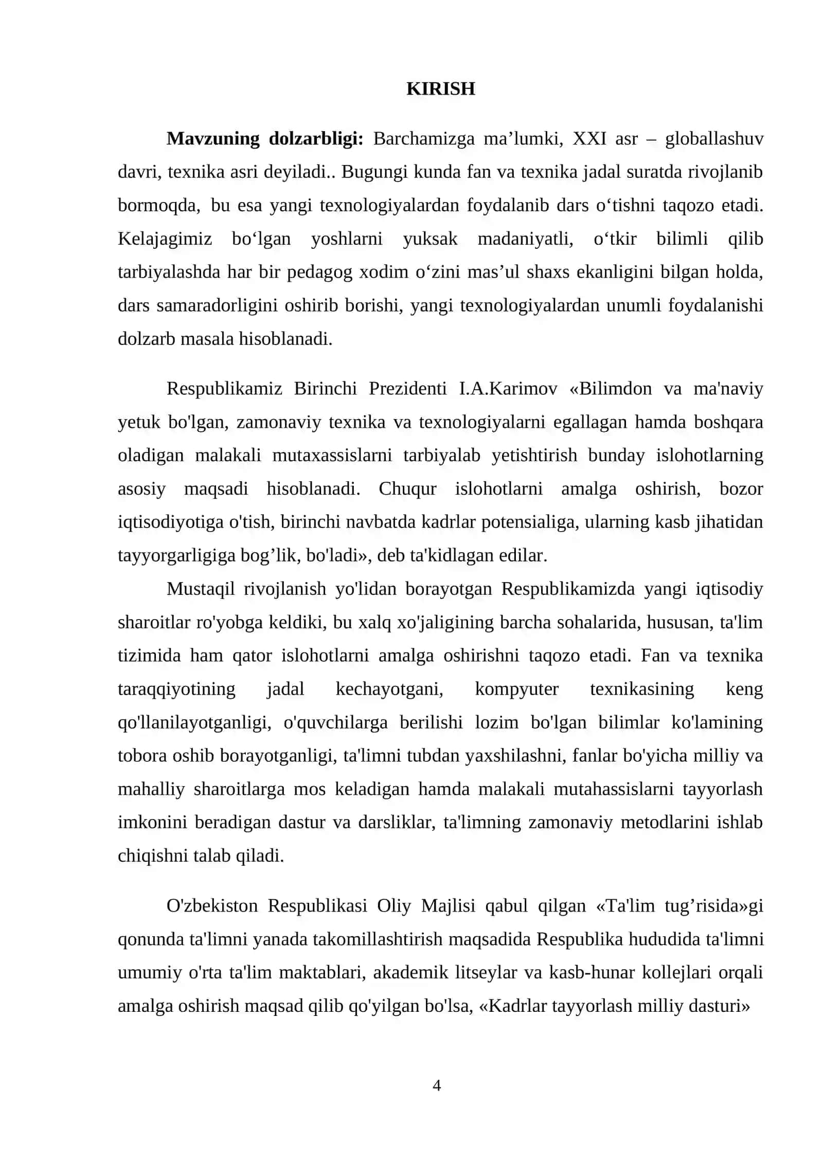 Informatika fanini o’qitishda innovatsion uslublarni ishlab chiqish va ularni dars jarayoniga tadbiq etish 4