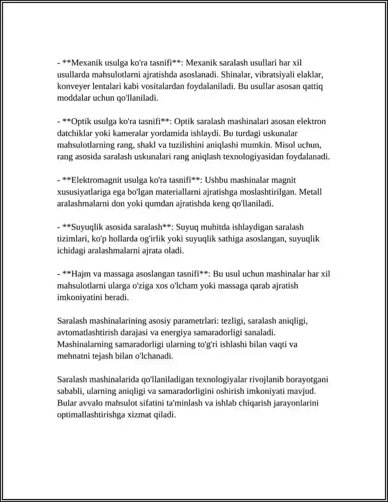 SARALASH MASHINALARI ASOSIY PARAMETRLARI 4