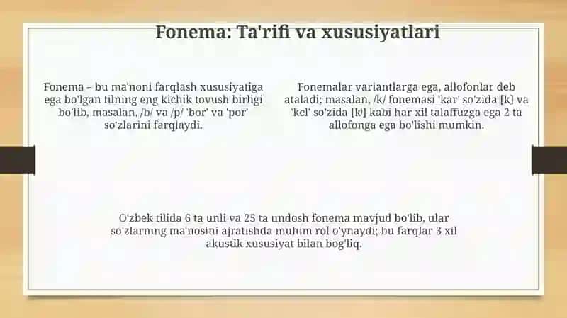 Fonologiya.Fonema va uning variantlari 4