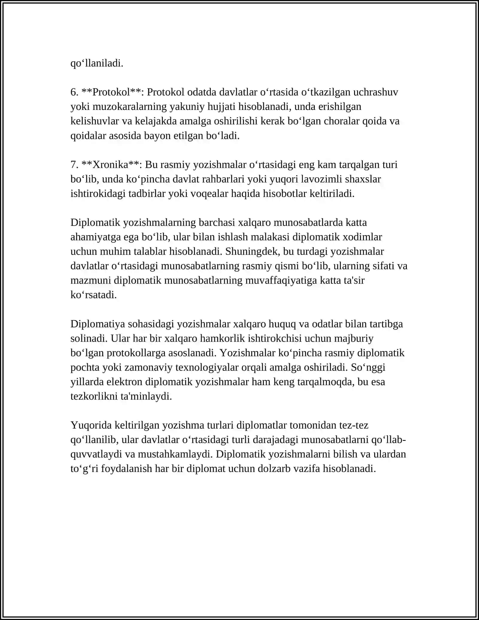 DIPLOMATIK YOZISHMALARNI XUSUSIYATLARI, SHARTNOMA MATNLARINI SHAKLLANTIRISH TAMOYILLARI 4