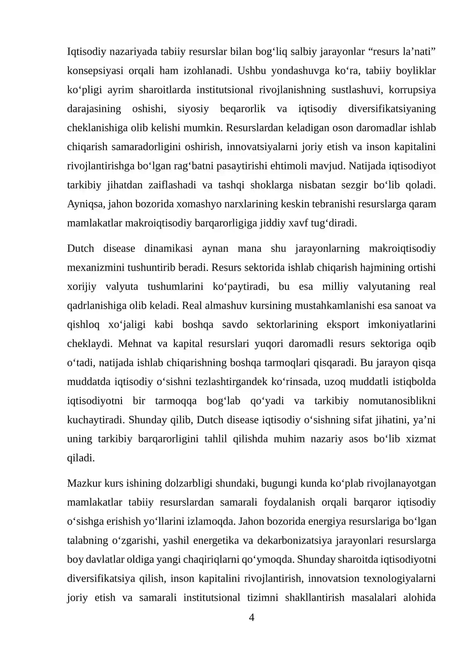 IQTISODIY O‘SISH VA TABIIY RESURSLAR: DUTCH DISEASE DINAMIKASI 4