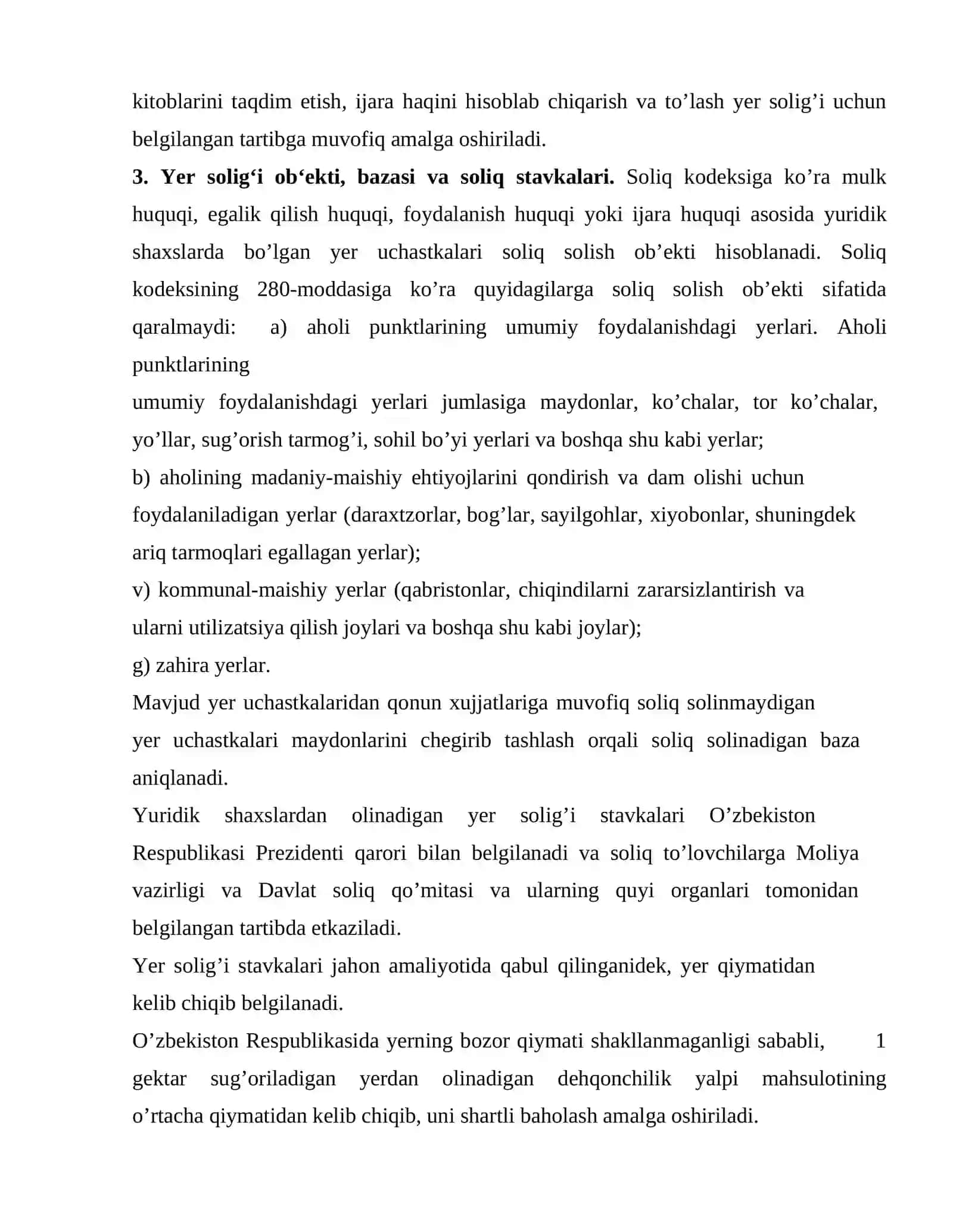 Yer solig’ining huquqiy asoslari, iqtisodiy mohiyati 4