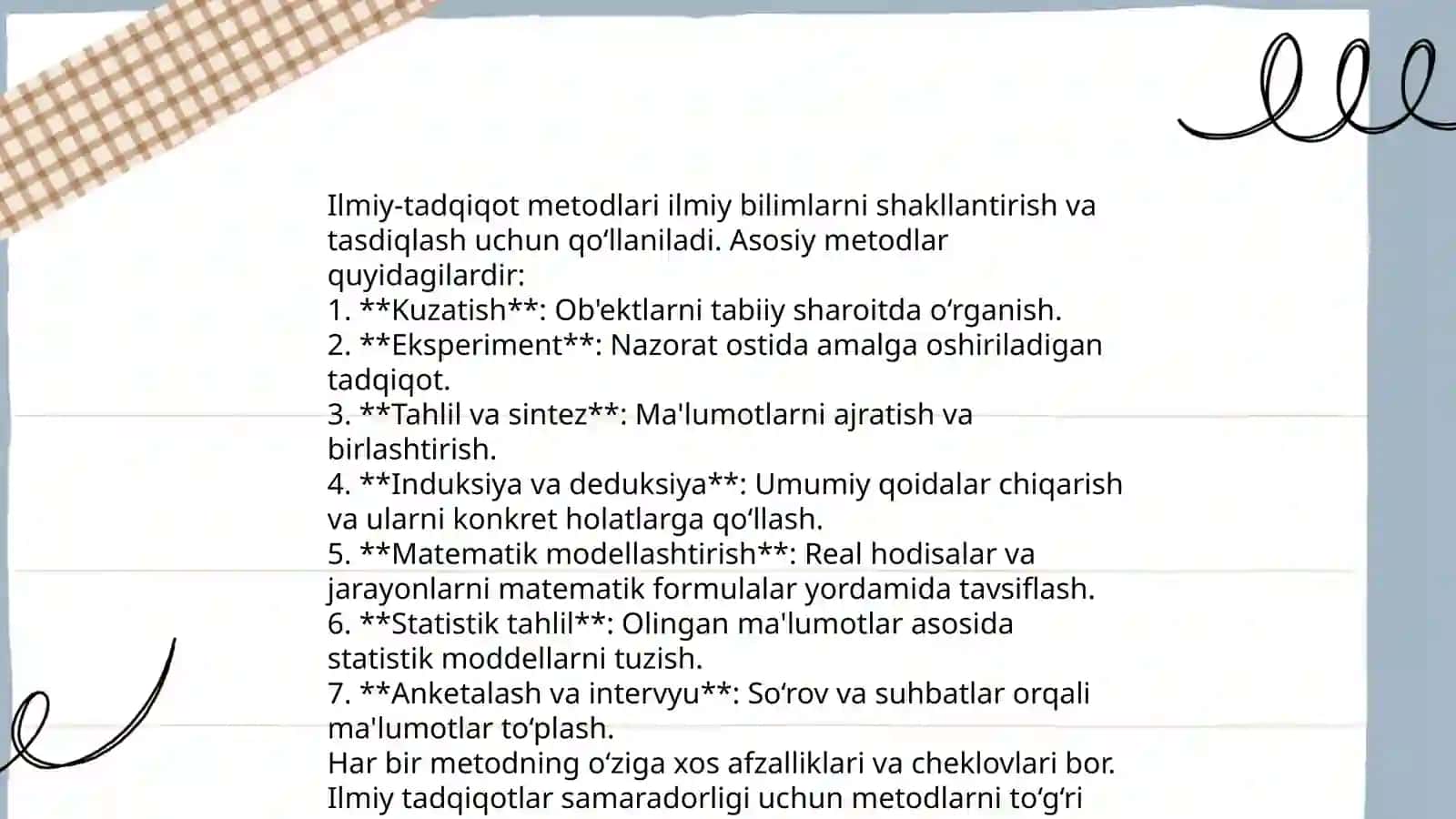 Pedagogika fan sifatida. Pedagogikaning ilmiy tadqiqot metodlari. Didaktika- pedagogik ta'lim nazaryasi 4