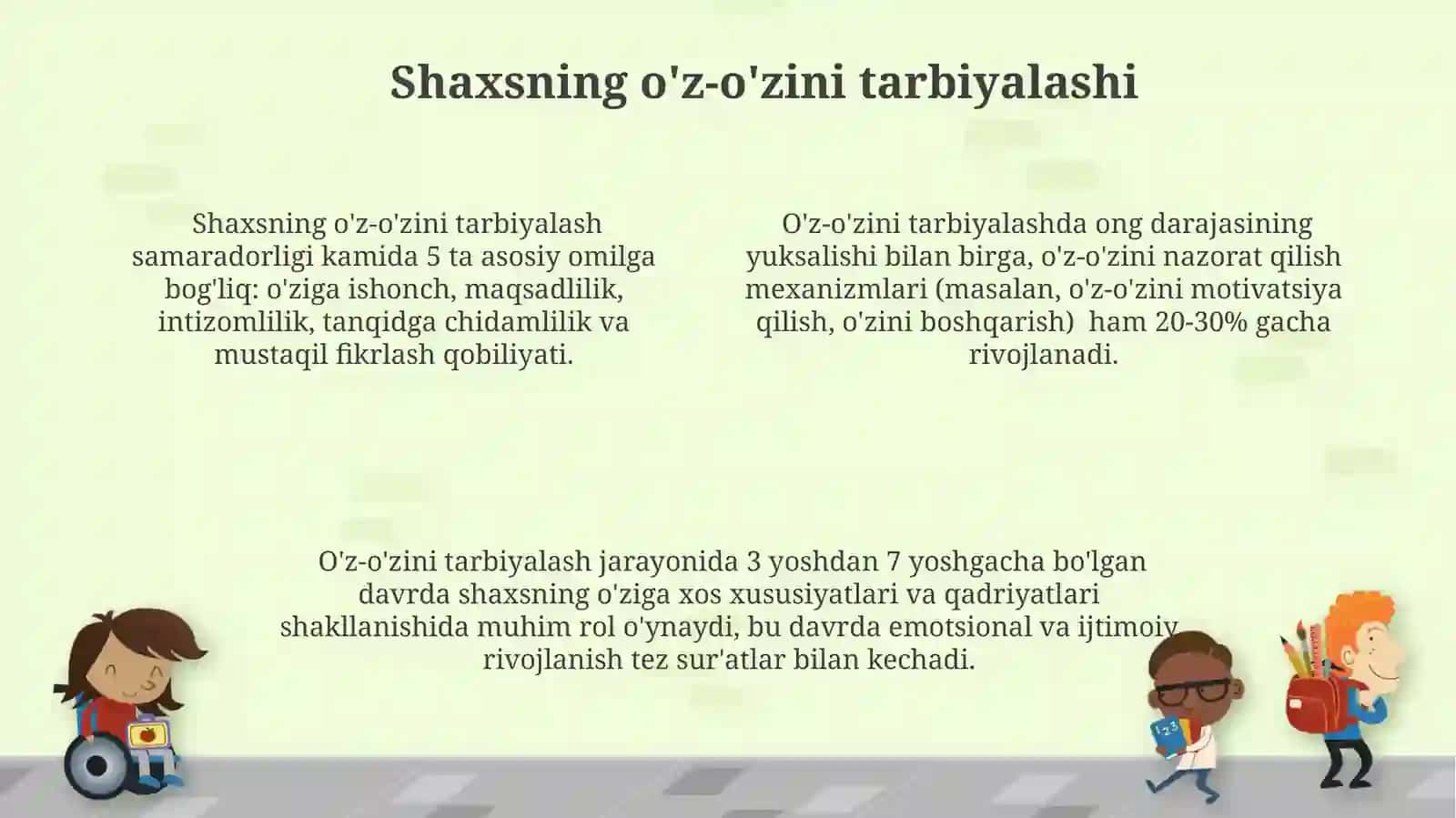 Shaxs rivojlanishida tarbiyaning oʻrni 4