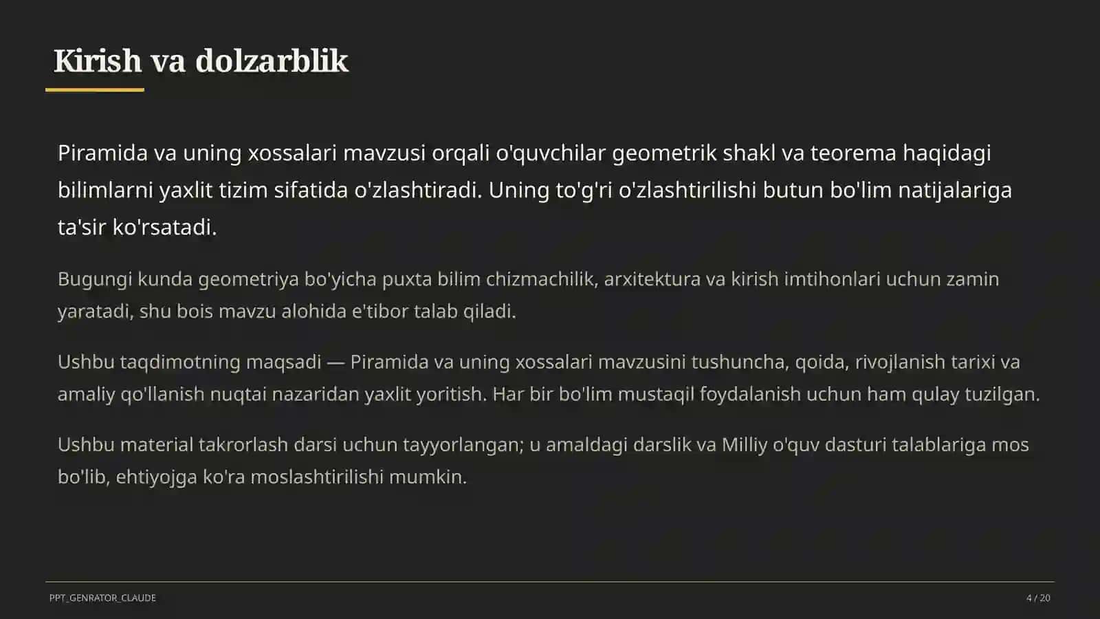 Piramida va uning xossalari (10-sinf) 4