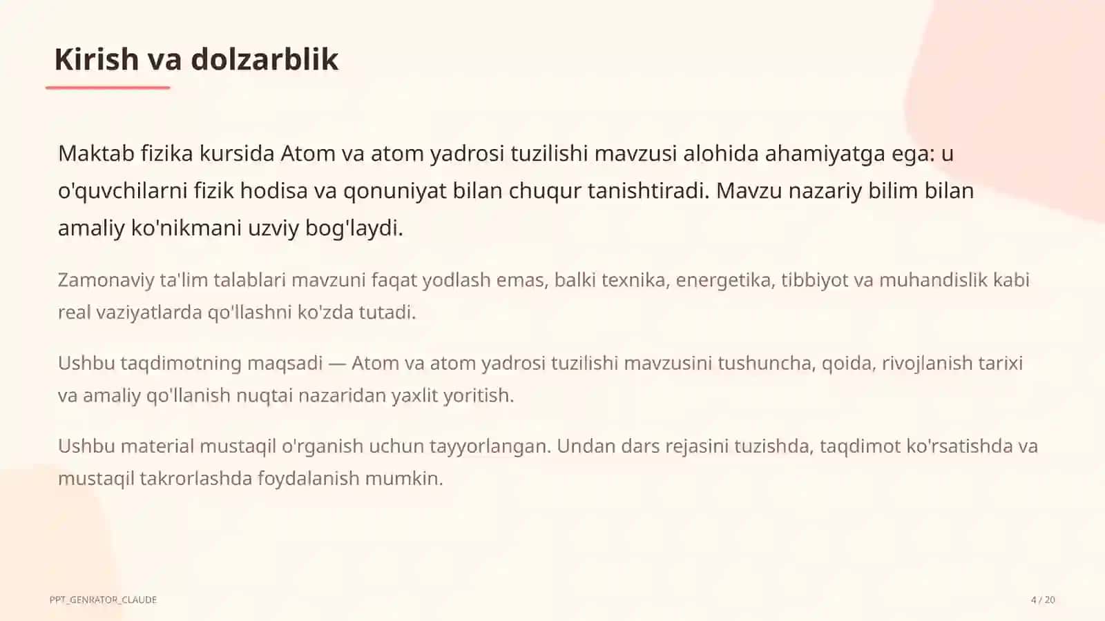 Atom va atom yadrosi tuzilishi (11-sinf) 4