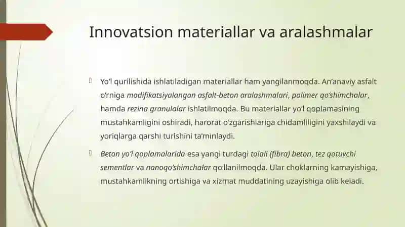 Zamonaviy yo'l qurilish texnologiyalari haqida referat tayyorlash. 4