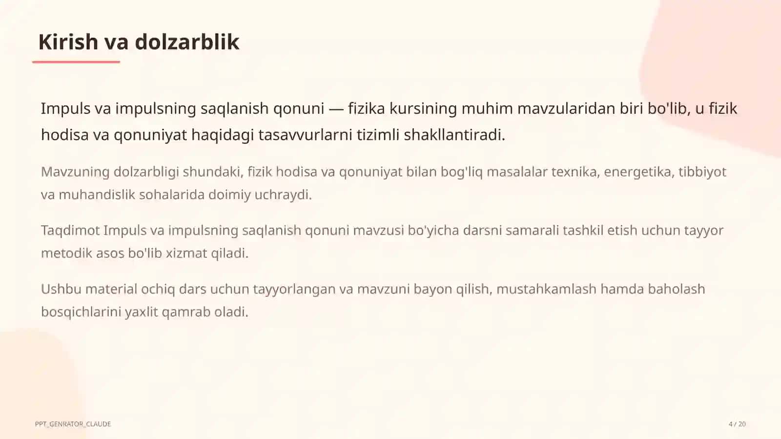 Impuls va impulsning saqlanish qonuni (9-sinf) 4