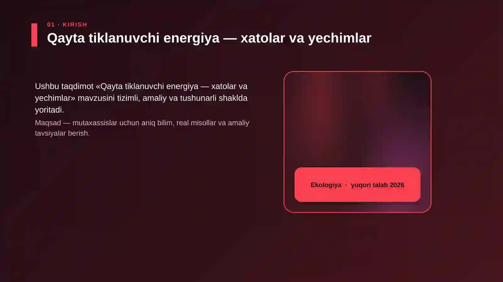 Qayta tiklanuvchi energiya — xatolar va yechimlar 4