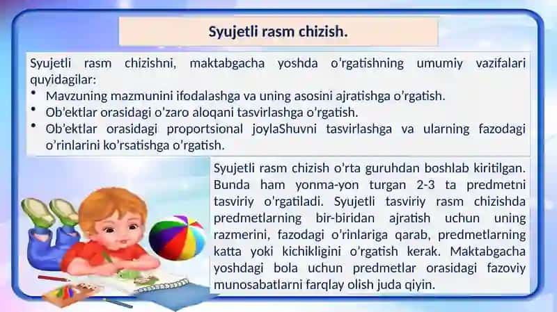 Turli yosh guruhlarida rasm chizish mashg‘ulotlari 4