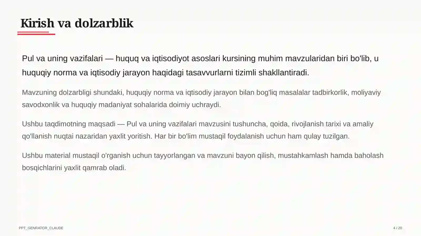 Pul va uning vazifalari (9-sinf) 4