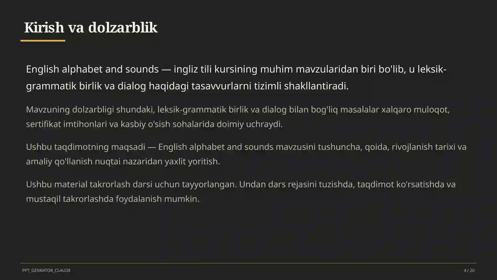 Ingliz tili (1– 11) — takrorlash darsi uchun 4
