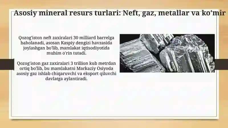 Qozogiston Respublikasining foydali qazilmalari va strategik xomashyosi 4