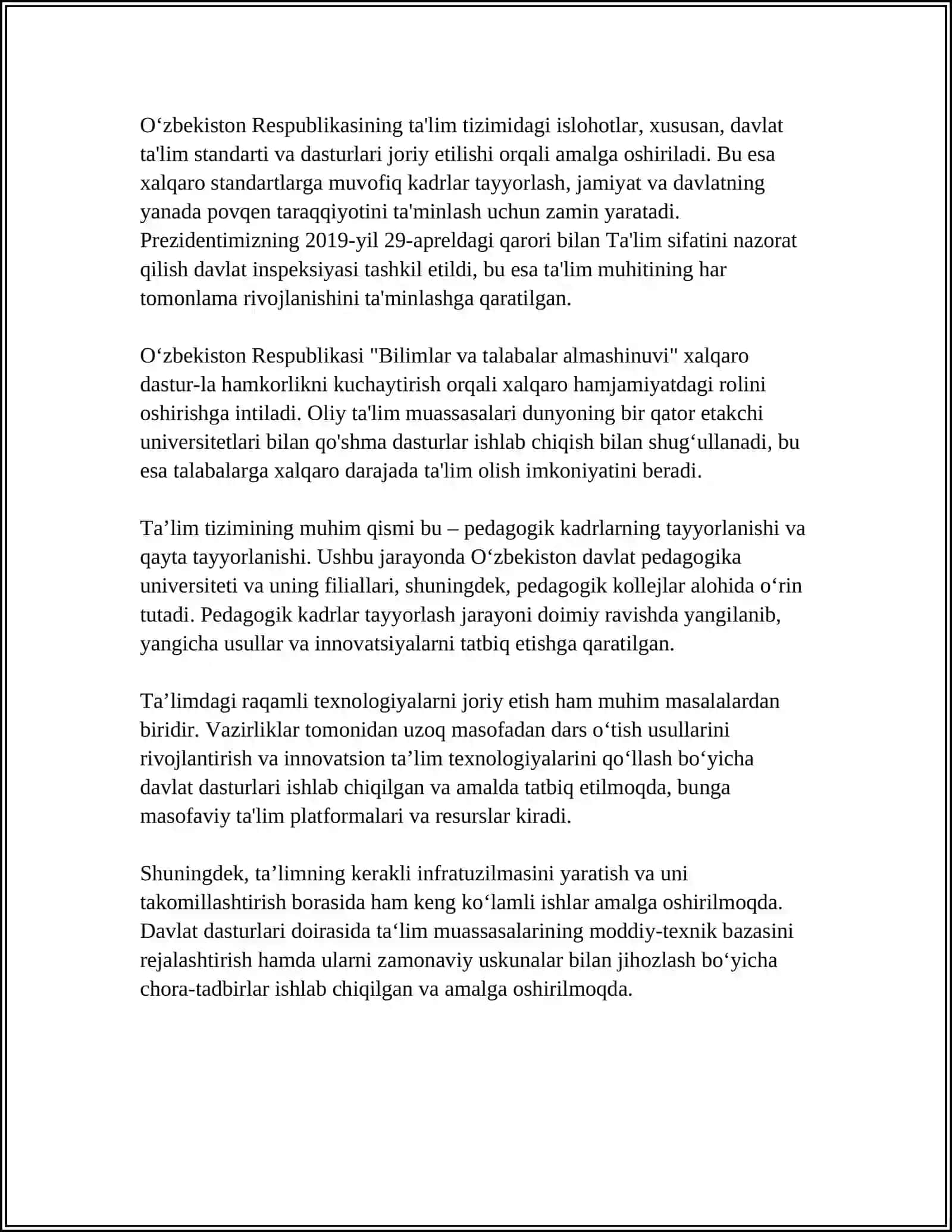 OʻZBEKISTON RESPUBLIKASI TA'LIM TIZIMI 4
