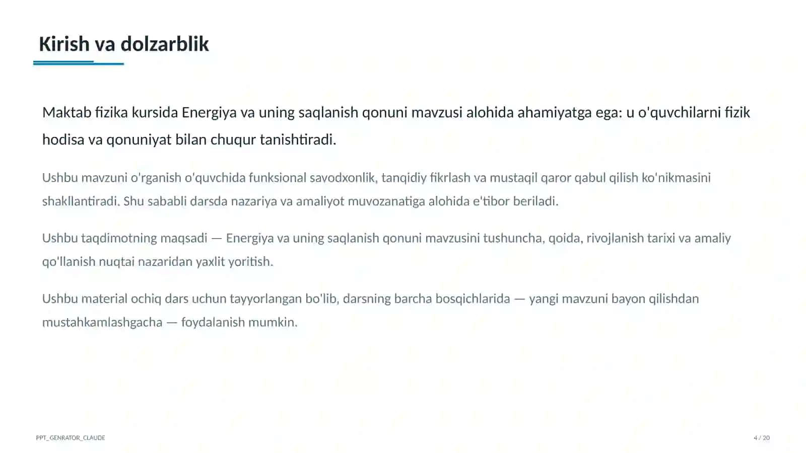 Energiya va uning saqlanish qonuni (7-sinf) 4
