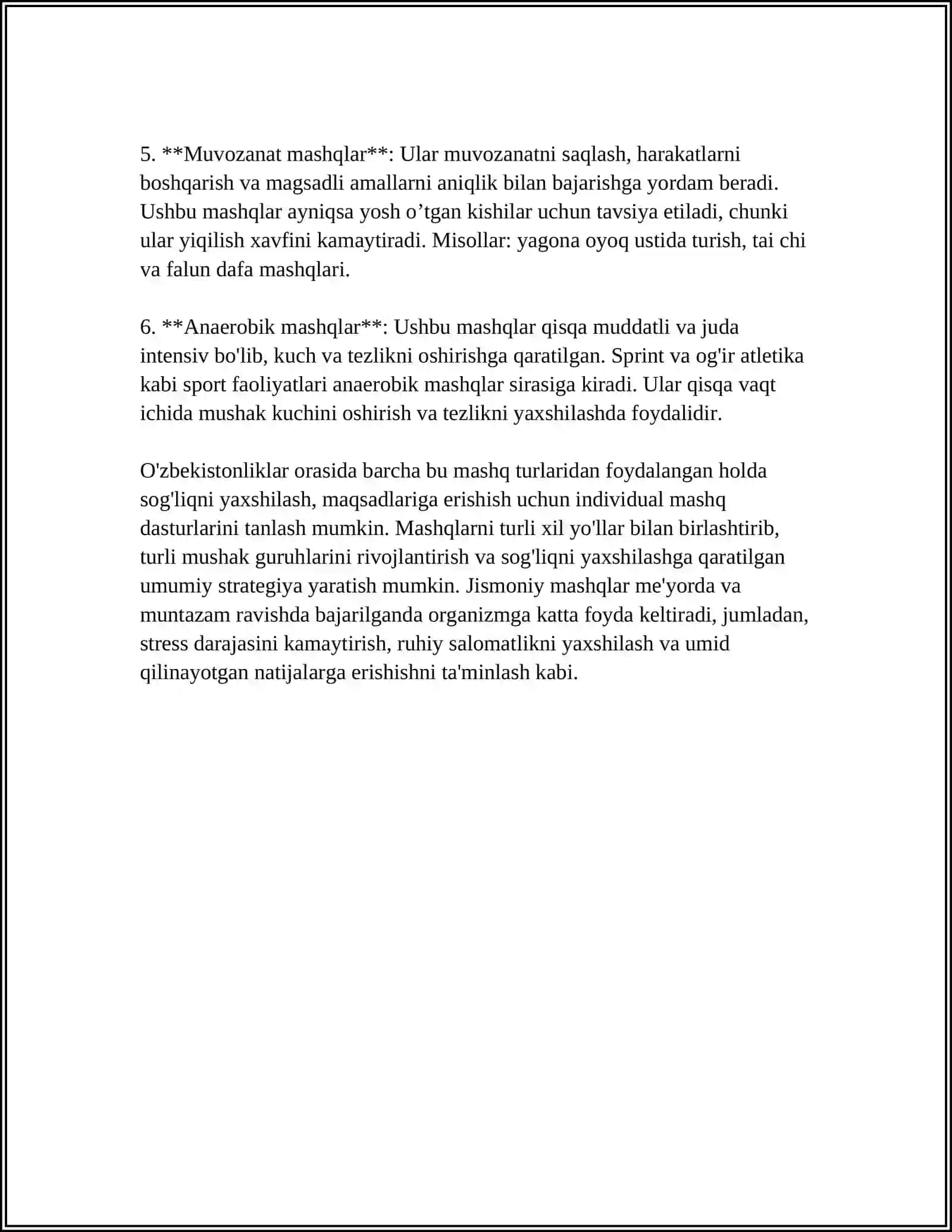 JISMONIY MASHQLAR. ULARNING OʻZIGA XOS BELGILARI. MASHQLAR TEXNIKASI 4