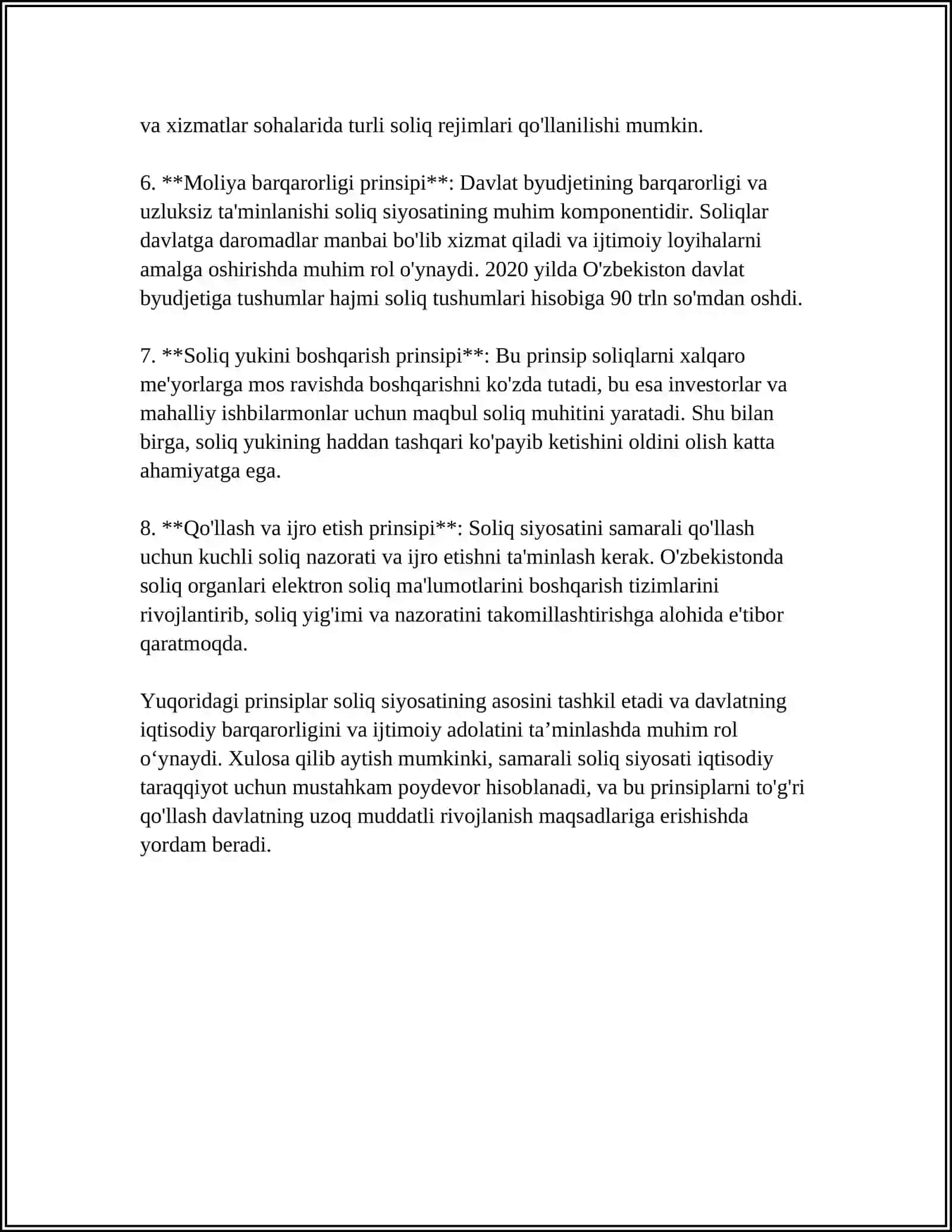 SOLIQ SIYOSATI VA UNING IQTISODIY BARQARORLIKDAGI O‘RNI 4