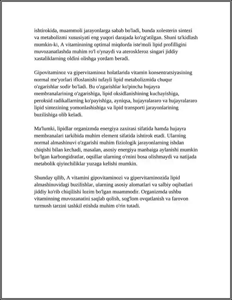 GIPOVITAMINOZ VA GIPERVITAMINOZ HOLATLARDA MODDA ALMASHINUVINING BUZILISHI 4