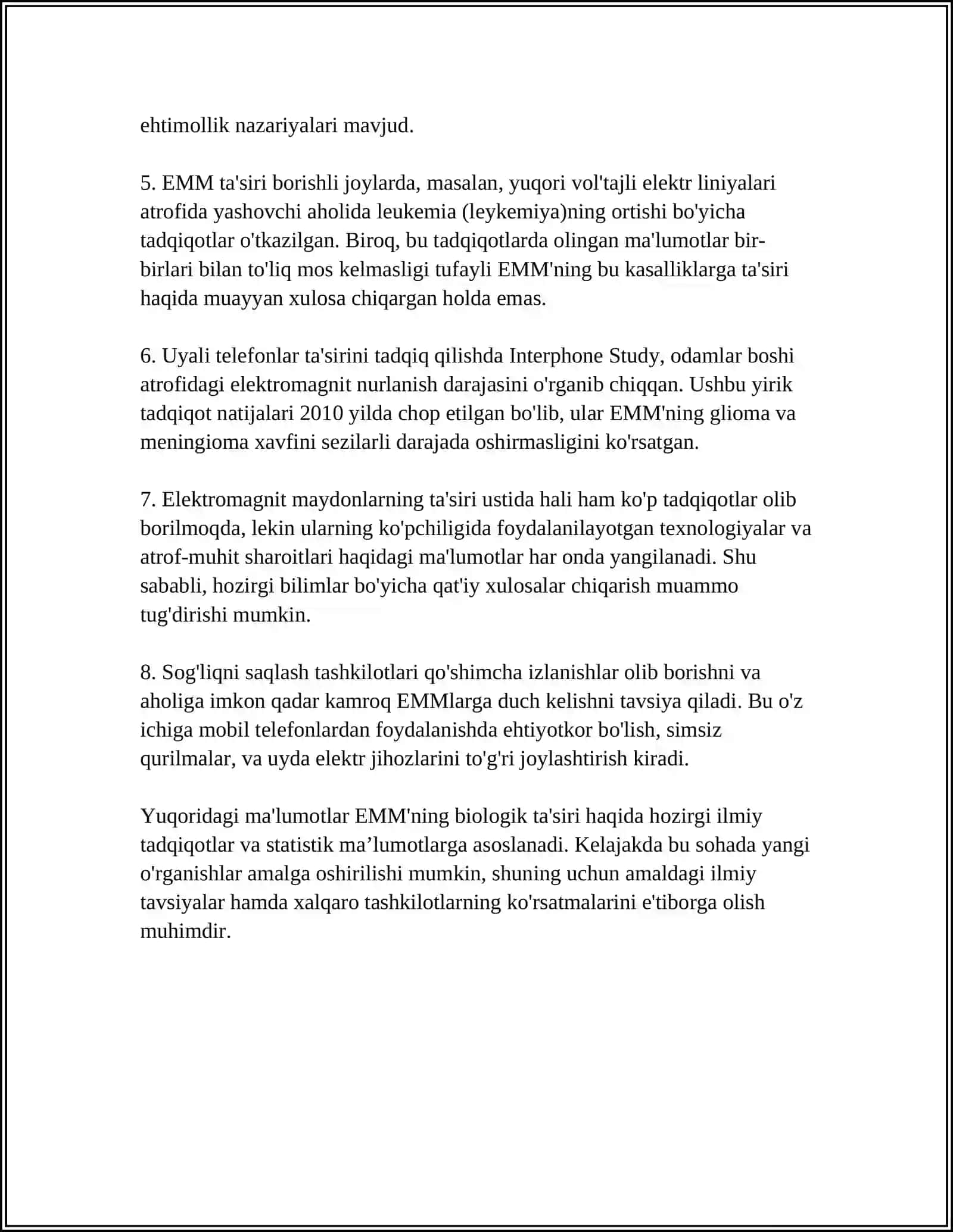 ELEKTROMAGNIT MAYDONNING ORGANIZMGA TA'SIRI 4
