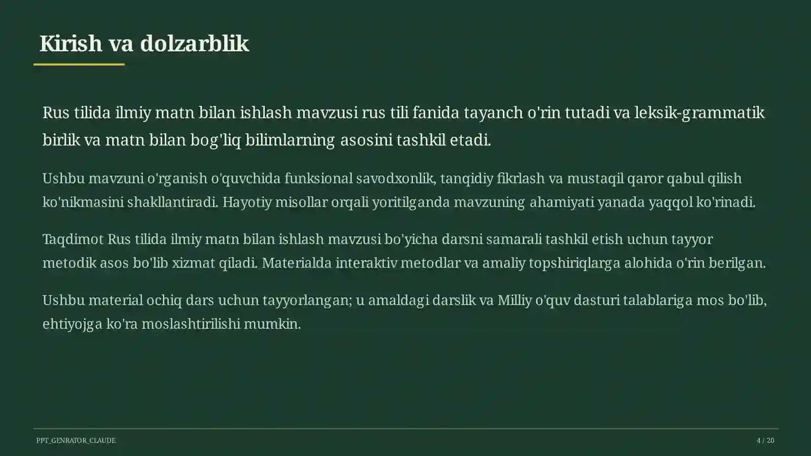Rus tilida ilmiy matn bilan ishlash (11-sinf) 4